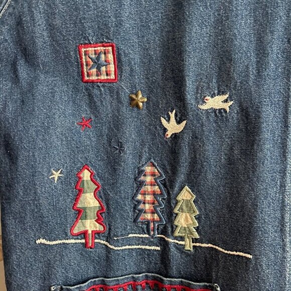 Vtg Teddi Womens Jacket Size M Barn Chore Embroidered Denim Corduroy Lightweight - Picture 6 of 12